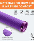XL Ergonomic Lock On Bike Grips Purple For Adults And Big Hands, textured rubber and metal lock-on design detail.
