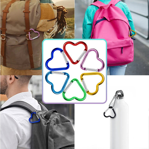 Heart Shape Keychain Clips Multipack Aluminum Alloy Carabiner Hooks For Outdoor Gear Spring Snap Hook Keychain Clips 20 Pieces on backpacks and bottle