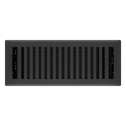 Montezuma 4x12 Decorative Floor Register Kit 5 Pack Black Iron Finish Heavy-Duty Powder-Coated Steel Face Plate Rust-Proof Damper Body High-Impact Polystyrene Construction Signature Series