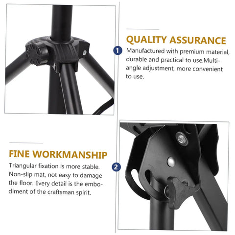 Close-up of Heavy Duty Tripod Drum Stand And Snare Rack Holder Featuring Non Slip Base, showcasing quality adjustable components.