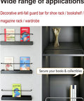 5 Pack 32 Inch Aluminum Gallery Rails With Mounting Brackets, built tough shelf guards securing books on a black shelf.