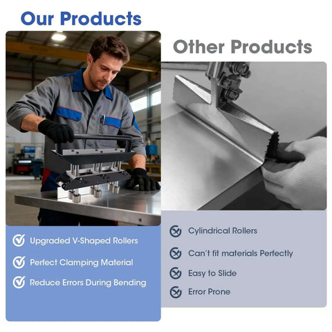 Comparison of 3-Station Edge Roller Bender For Sheet Metal Roofing with upgraded features and other bending tools