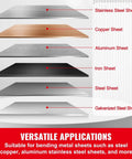 Diagram showing stainless steel, copper, aluminum, iron, steel, and galvanized steel sheets for Box And Pan Brake 48 Inch Sheet Metal Bender.