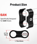6AN Hose Separator Clamp AN6 Fuel Line Mounting Clamp aluminum black 6061-T6, showing dimensions and design for engine bay use.
