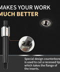 M5 X 0.8 Thread Repair Kit With Stainless Steel Inserts Drill Tap Counterbore And Install Driver 10 Pcs Metric M5X0.8X7.6MM Inserts Restores Damaged Threads In Metal And Plastic Pro Grade Kit showing special counterbore design