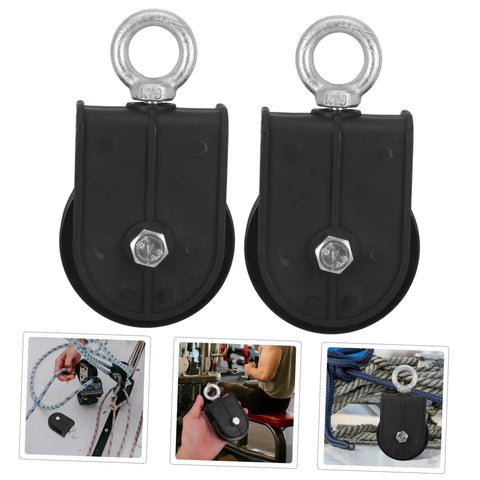 Two Pack Heavy Duty Swivel Lifting Pulley Wheel For Cable And Rope Systems Perfect For Gym Equipment Bearing Wheel For Fitness Machines And Strength Training Resistance Workouts Rehab Exercises, black metal