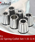 ER32 Spring Collet Set Six Piece One Eighth To Three Quarters Inch Range For CNC Milling Lathe Tooling and Work Holding Engraving