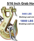 10 Pack Five Sixteenth Inch Clevis Grab Hooks Heavy Duty G70 Forged Steel Chain Hooks With Yellow Chromate Finish 5400 Lbs Capacity