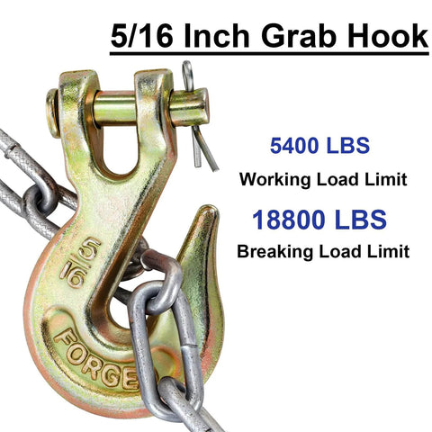 10 Pack Five Sixteenth Inch Clevis Grab Hooks Heavy Duty G70 Forged Steel Chain Hooks With Yellow Chromate Finish 5400 Lbs Capacity