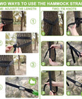 Instructions for setting up Kids Camping Hammock For Outdoor Fun Ultralight Gear With Tree Straps And Carabiners on trees