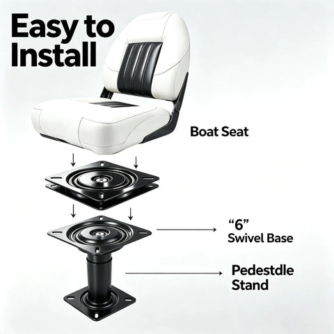 Two Piece 7 Inch Boat Seat Swivel With Flat Pedestal Base Black Marine Replacement Gear Delivering Smooth Full 360 Spin