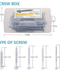 Straight Up Heavy Duty 1/4 X 1 1/4 Inch 410 Stainless Steel Hex Head Concrete Tapcon Screws For Masonry Brick Anchors 50 Piece Kit in storage box.