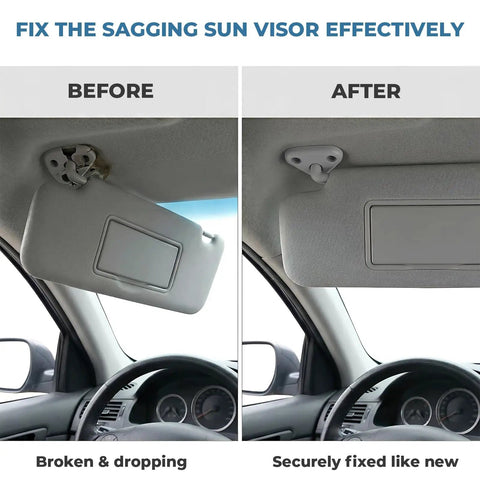 Comparison of Subaru Sun Visor Mount Clip Replacement for Forester, Impreza, Crosstrek before and after installation.