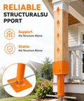 No Sweat Setup For Your Outdoor Build With These Heavy Duty 4 Pack Screw Jack Posts featuring orange steel screw jack under structure.