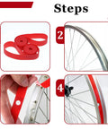 Two Pack 29 Inch Rim Tape For Road And Mountain Bikes, 13mm Wide, 0.5mm Thick, PVC Rim Strip Tape, Red Color, installation steps