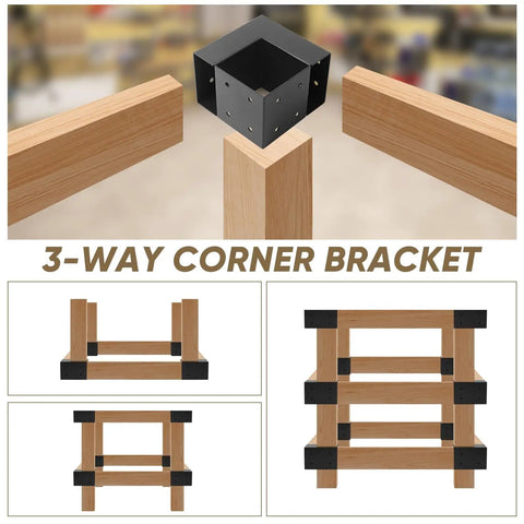 Heavy Duty Workbench Bracket Kit 4 Pack With 3-Way Right Angle Corner Brackets For 4x4 And 2x4 Wood assembly demonstration