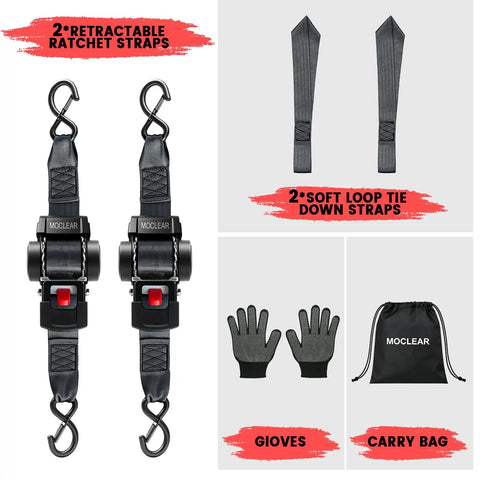 Heavy Duty Retractable Ratchet Straps 2 Inch By 13 Feet With 3307 Pound Break Strength Self Retracting Tie Down Straps For Trucks