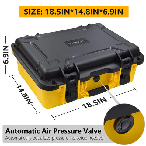 Rugged Waterproof Case For 20V Max Tire Inflator DCC020IB With Custom Foam Insert Dustproof And Shockproof Storage Bag dimensions
