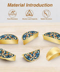 2 Pack Orange Blue Baroque Tile Cabinet Handles Semicircle Drawer Pulls 3 Inch Center Hole Solid Zinc Alloy Hardware In Gold Finish