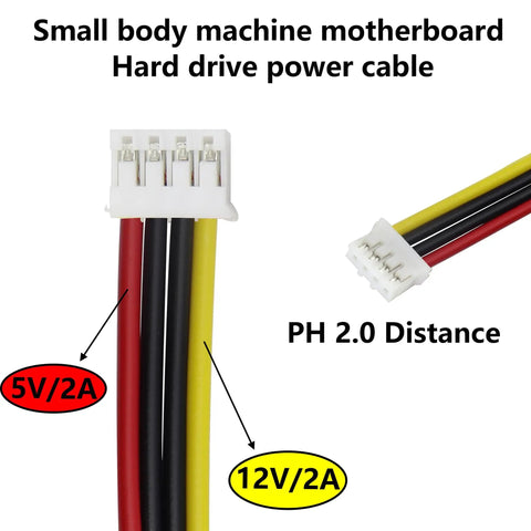 4Pack PH 2.0mm 4Pin to SATA15Pin Power Cable Adapter ITX Cord For Hard Drives 25cm 10inch Length SATA15Pin Female to 4Pin Female