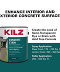 Level Up Your Patio Game With This Hassle Free Semi Transparent Decorative Stain Evening Mesa One Gallon can for concrete applications.