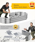 Raised Garden Bed Kit With Quick Snap Lock Assembly Galvanized Metal Planter Box in use and disassembled view