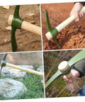 Steel Garden Pickaxe With Wooden Handle For Weeding And Soil Cultivation, durable hand hoe in various garden work scenarios.
