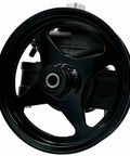 Front view of Power Steering Pump With Pulley Reservoir Replacement For Ford Expedition 2003 2006 F150 2004 2008 And Lincoln Mark LT 2006 2008 Durable High Quality Part For Smooth Steering And Easy Install