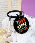 Keychain Gift For Men I Fix Stuff And I Know Things Ideal Dad Gift For Mechanic Handyman Construction Worker Engineer Husband Grandfather Birthday Or Fathers Day Gift For Any Proud Dad Who Fixes Stuff And Keeps Projects Rolling, durable black metal, hammer and wrench design.