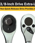Heavy Duty Three Eighth Inch Drive 18 Inch Extra Long Ratchet With 36 Tooth Reversible Mechanism Chrome Vanadium Steel Close-up
