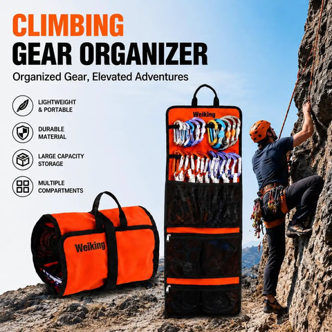 Rock Climbing Gear Storage Bag For Quickdraws And Small Parts Carabiner Hook Organizer Durable Foldable Anti Scratch Pouch with climber