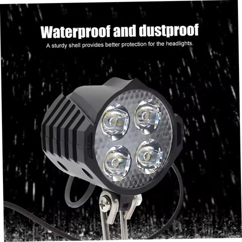 Lit Ebike Front Light With Horn For Night Riding Waterproof 4 Light Headlight With 3 Pin Connector under rain