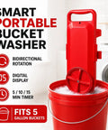 Game Changer Portable Mini Washing Machine With Digital Countdown Timer And Dual Agitator Quick Spin Laundry Soaker in red bucket