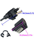 Rugged Outboard Fuel Line Connector Set For Nissan Tohatsu Evinrude Johnson OMC 4HP Through 30HP; male and female couplers with dimensions.