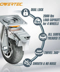 Side view of 8-Inch Heavy Duty Caster Wheels Set Of 4 With Dual Locking Brakes Non-Pneumatic Polypropylene Tire All Terrain