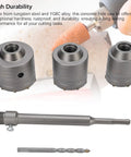 Versatile Hole Saw Kit For Concrete And Masonry With Dope Tungsten Steel YG8C Alloy Bits Built To Last For Hollow Brick And Cement Walls Perfect For Drilling Concrete And Various Materials Includes Portable Storage Case And Triple Tooth Design, 3 hole saws with arbor and drill bit
