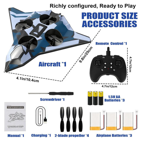 Dope Remote Control Foam Fighter Jet With Lights 360 Degree Flips And Stable Hovering Easy RC Airplane Toy accessories