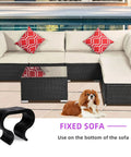 Outdoor Patio Furniture Alignment Clips Pack Of 10 Non Slip Rattan Sofa And Chair Fasteners for sectional sets beside a dog