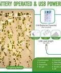 33 Ft Ivy Garland With 100 LED Fairy Lights For Home Decor Living Room And Bedroom Wall Art Aesthetic Office Lighting Wedding Party