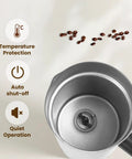 Inside view of 4 In 1 Milk Frother And Steamer With 10 6 Oz Capacity Electric Foam Maker showing ceramic lining and frothing whisk.