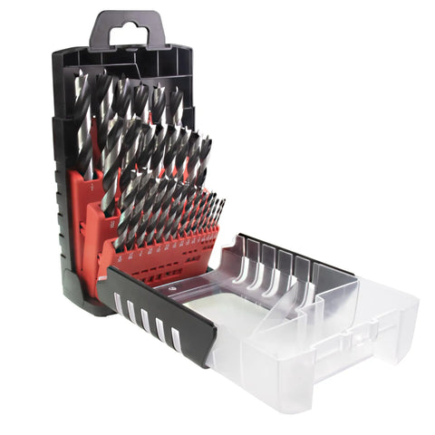 Pro Grade Brad Point Drill Bit Set With Chrome Vanadium Bits 29 Piece Imperial Range From One Sixteenth To One Half Inch Packaged