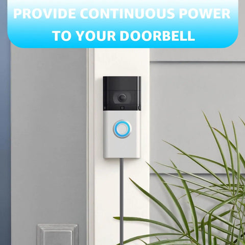 Video doorbell powered by Extra Long 16.4Ft Doorbell Transformer 24V 500mA With Ultra Long Cord on house exterior