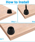 Installation steps for 36 Pack Non Slip Rubber Feet For Cutting Boards, Furniture, And Electronics shown on wood surface