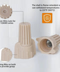 Tan Wire Nut Connectors Kit With Twist Caps And Winged Springs for DIY; shows P11 tan nuts, flame-retardant, 18-10 AWG use.