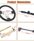 Steering Wheel and Rack Pinion Kit for 110cc Go Karts ATVs Buggy Quads, 300mm wheel, 320mm shaft, 36mm center distance, replacement gear rack, durable tie rod end upgrade