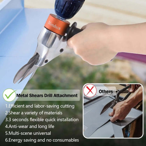 Turn Any Drill Into A Metal Cutting Beast With A 360 Degree Pivoting Shear Attachment cordless or corded drills compatible cutter
