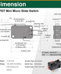 Diagram illustrating dimensions of Heavy Duty Micro Limit Switch With Long Hinge Lever SPDT 1NO 1NC 15A 125 To 250VAC V-153-1C25.