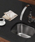 Undermount 15 Inch Stainless Steel Bar Sink With One Deep Bowl, Heavy Duty 304 Grade Steel, 18 Gauge Construction, Brushed Satin Finish