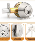 Keyed Alike Single Cylinder Deadbolt Set Brushed Nickel Two Pack With Three Keys Each Anti Theft Interior And Exterior Door Hardware