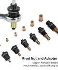 Heavy Duty Rivet Nut Tool Set M3 To M10 In Carbon Steel With Adapters And 60 Nuts for manual or electric use, adapter view
